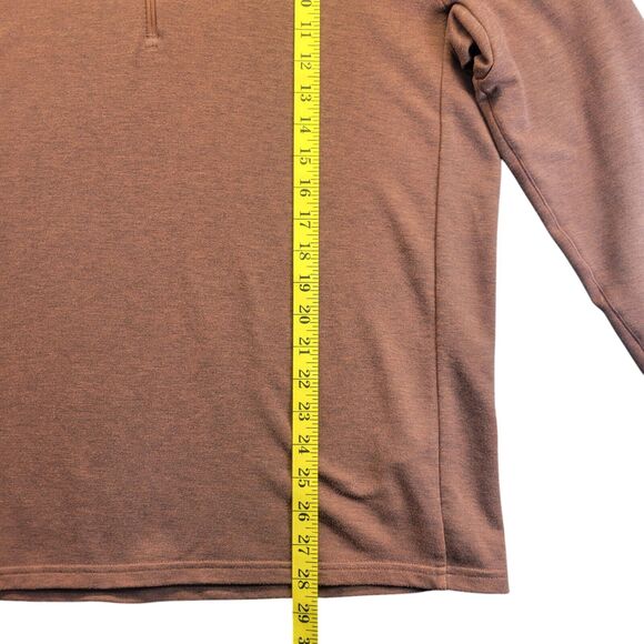 Prana Sweater Mens Large Maroon Quarter Zip Mock Neck Pull Over With Thumb Holes - Picture 11 of 11